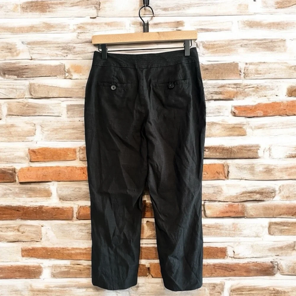 Banana Republic Women Linen Blend Camden Stretch Cropped Pants in Black Size 2